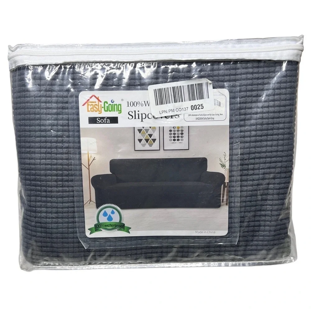 Easy-Going 100% Waterproof Couch Cover Set – Sofa & Loveseat in Dark Gray
